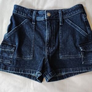 Hollister Dark Blue Jean Shorts High Waisted Mom Shorts Size 25 EUC